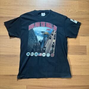 Vintage 2003 Pow Mia Run For the Wall XV Motorcycle Ride Veterans Black Shirt M